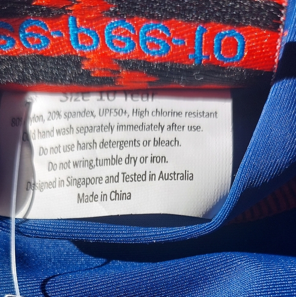 Tee-pee-toe Swimwear Long Sleeve Top Blue/Orange - Picture 2 of 3